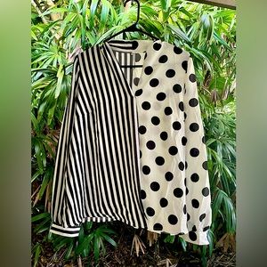 Polka dot and striped long sleeve blouse XXL